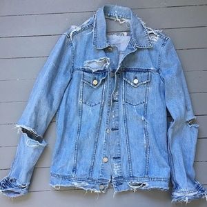 Acne Studios Fever Trash Distressed Denim Jacket